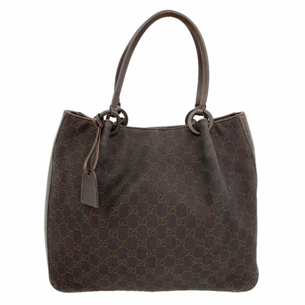 Gucci Tote Bag 101920 Denim Dark Brown Women's